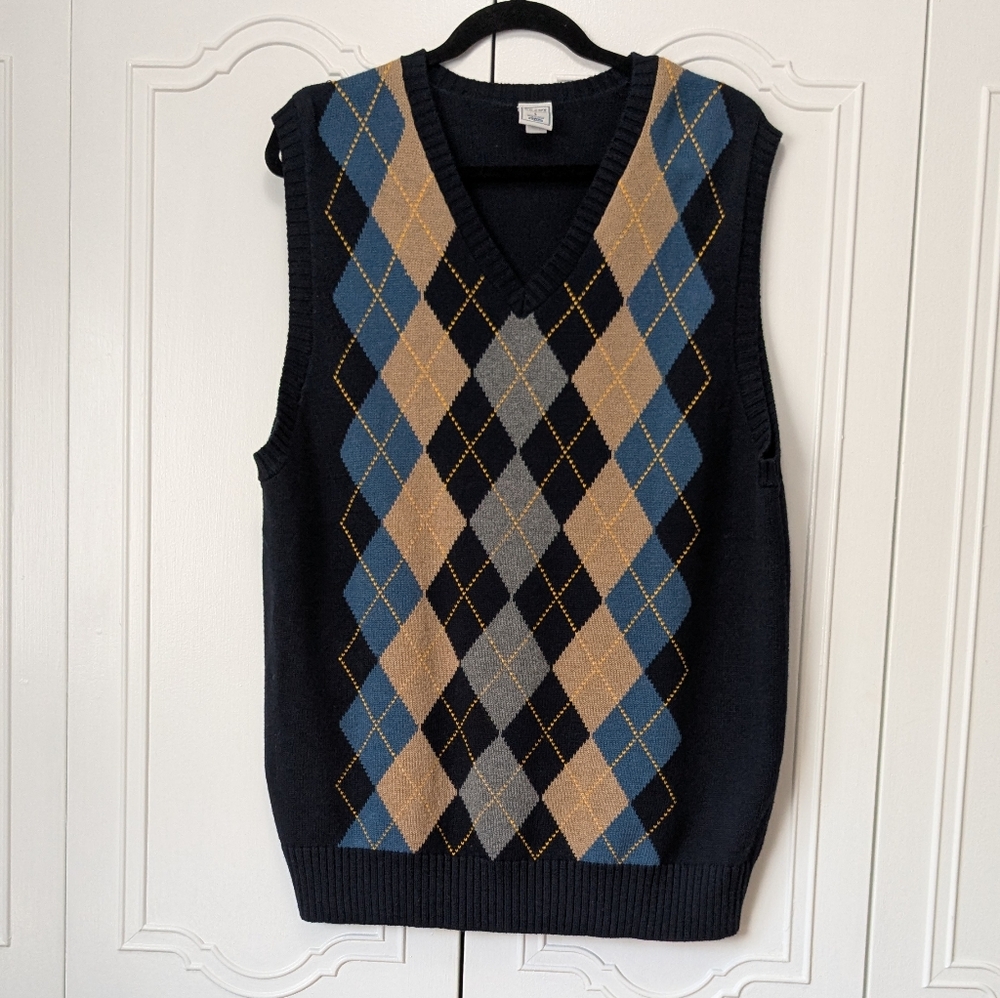 Old Navy Argyle Sweater Vest - Blue, Tan, Gray
